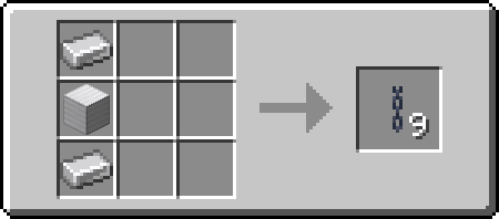 I
B
I

I = Iron Ingot
B = Block

Result = 9 Chains