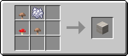 BM
RB

B = Brown Mushroom
M = Bone Meal
R = Red Mushroom

Result = Mushroom Stem Block